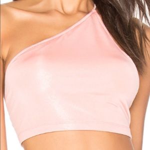 Iridescent Pink One Shoulder Halter.....